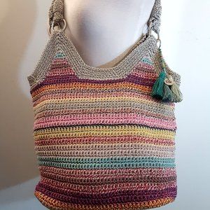 💲SOLD💲The Sak Pastel Stripe Hand Crocheted Hobo